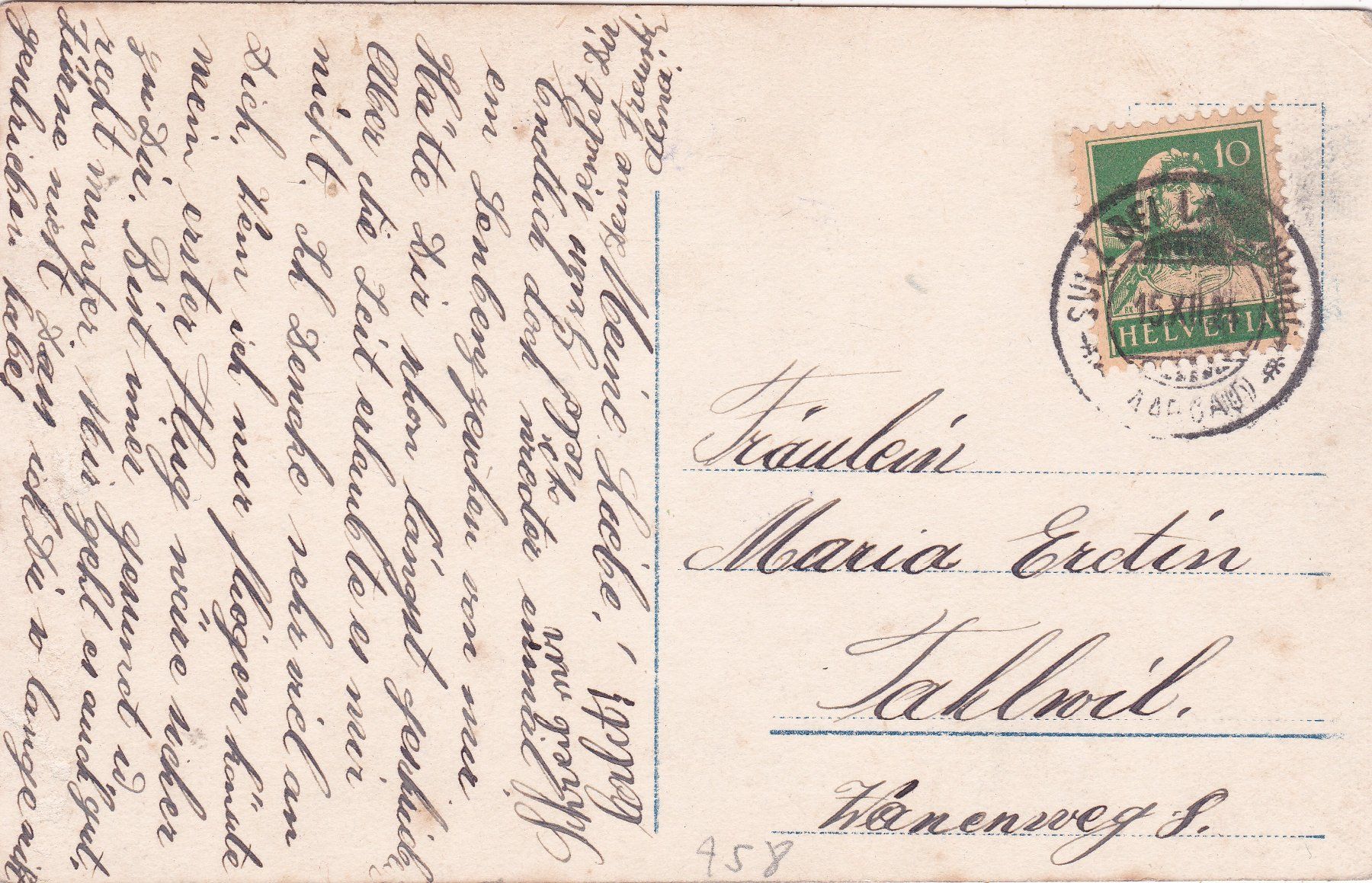 Ansichtskarten: Kitsch Blumen Frau Am Elterngrab 1924 – Gebraucht aus Herisau von Lisegrat2008 1