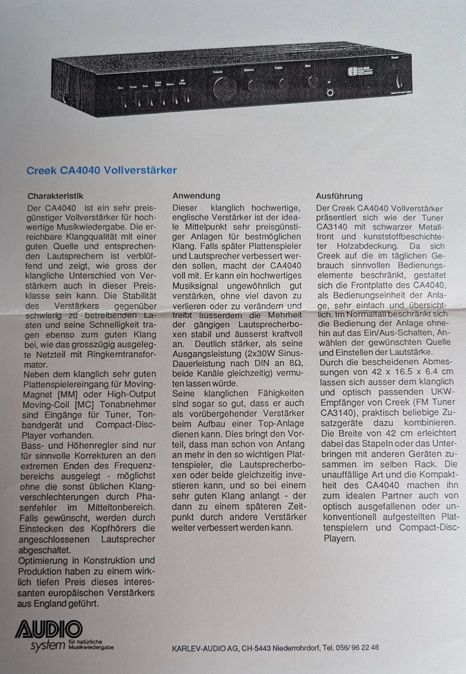 Creek Amplificatori: Audio Verstärker analog. Creek CA 4040 – Usato da Köniz venduto da grar 2