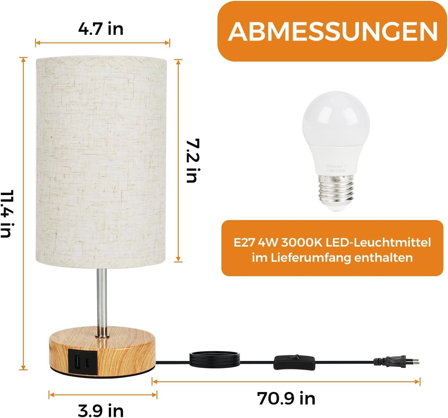 Lampade: Nachttischlampe Touch Dimmbar mit USB – Nuovo e nell'imballaggio originale da Nuglar venduto da SaleRitter 4