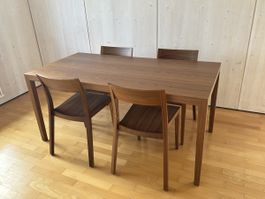 Horgenglarus - Tisch & 4 Stühle (schwarznuss)