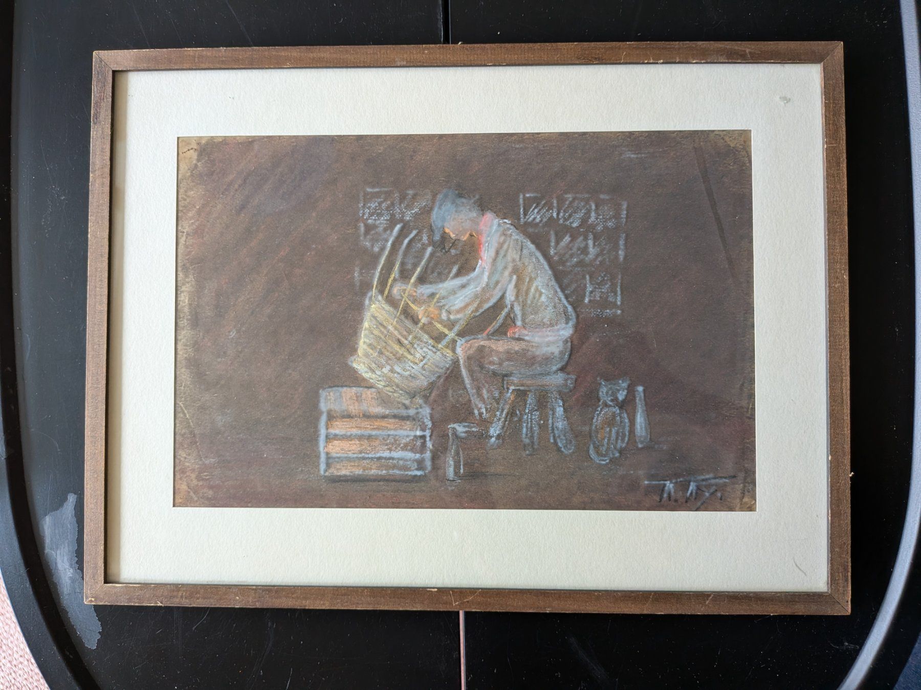 Dipinti: Gemälde Gouache Kreide signiert – Usato da Emmen venduto da magelan 2