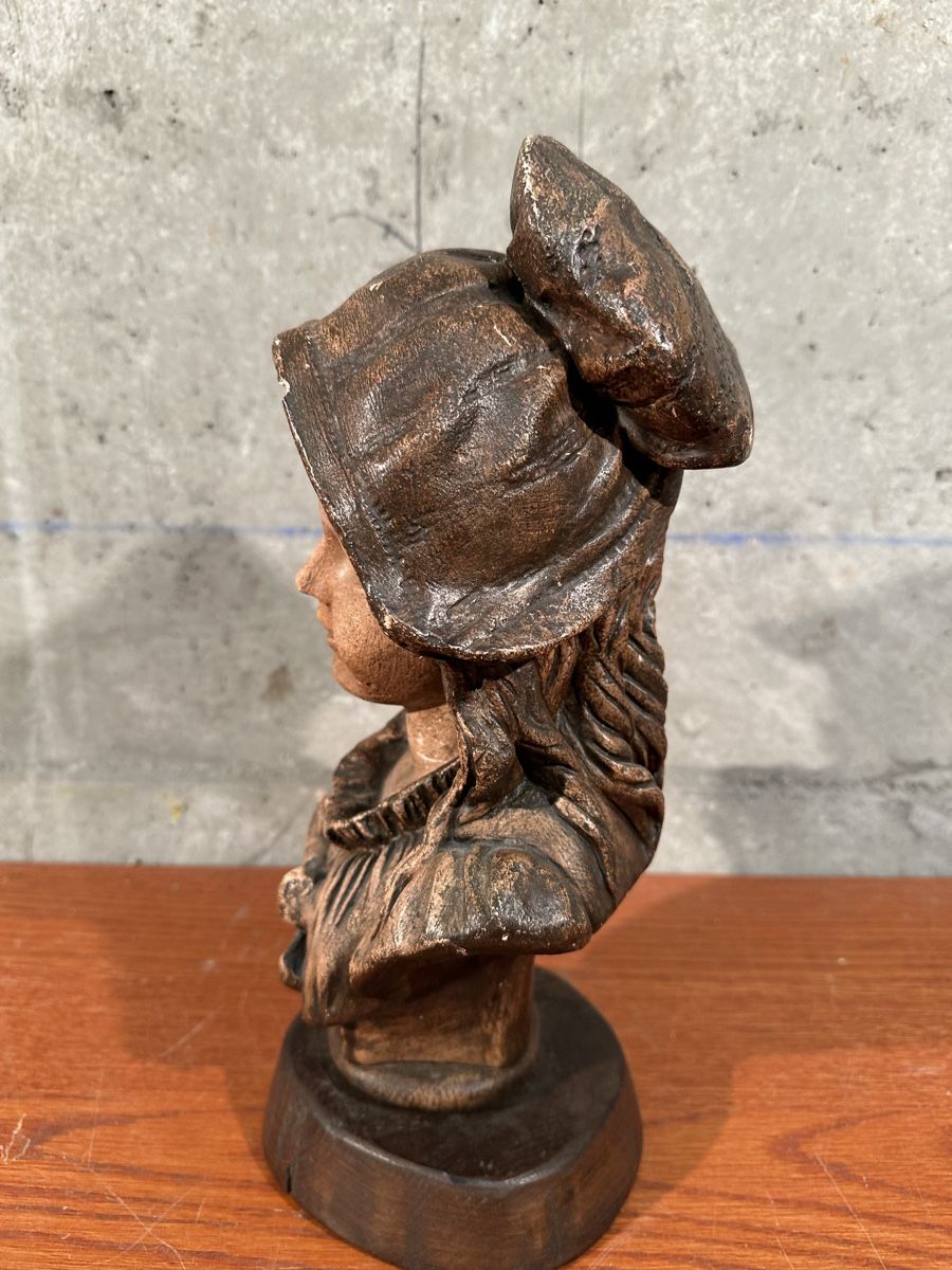 Statuette: Buste décorative vintage en plâtre, – Usato da Lausanne venduto da artnouveau05 4