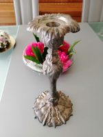 Versilberter Vintage Kerzenständer, Bronzeguss, 31 cm