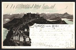Litho Rigi, Rigi-Hotels und Alpen-Panora