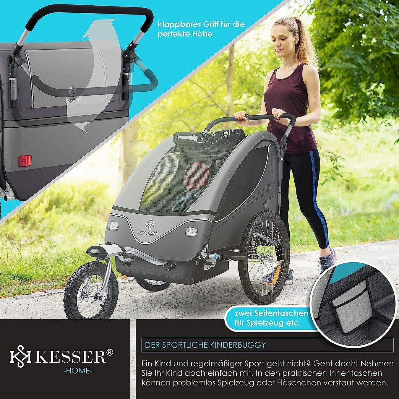 Rimorchi: Kesser Kinderanhänger 2in1 grau – Nuovo e nell'imballaggio originale da Bottighofen venduto da zaap 5