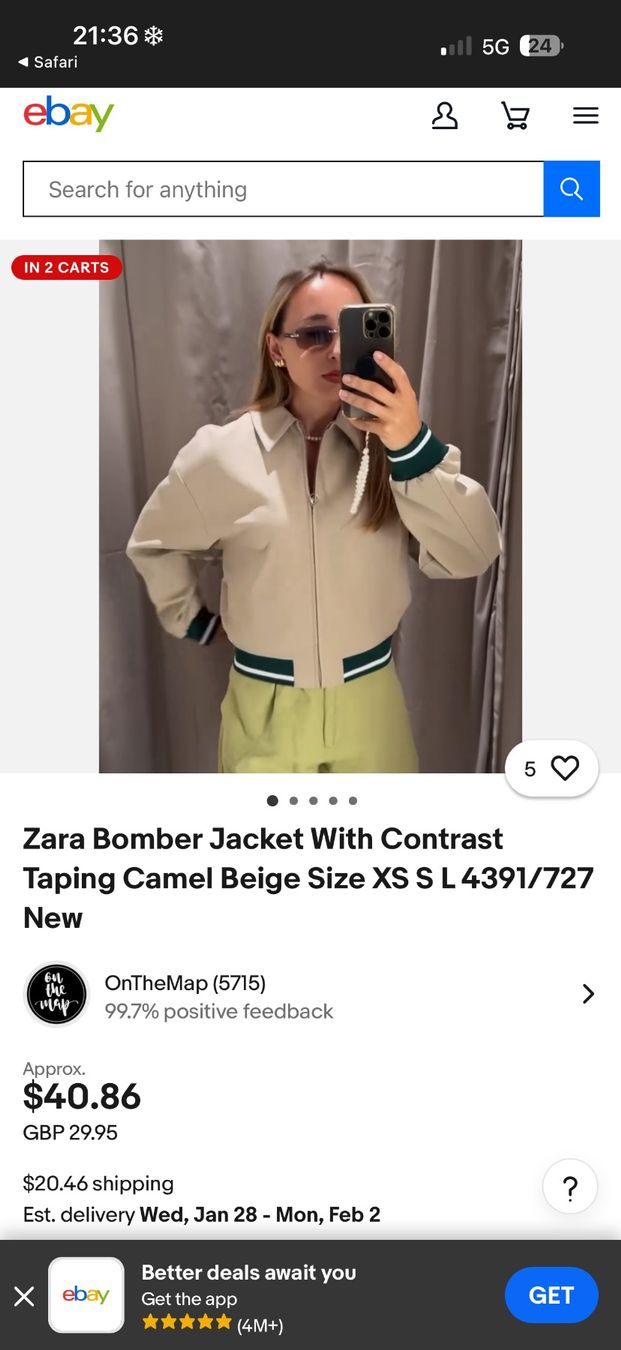 Zara Giacche: Zara Bomber Jacket With Contrast Taping Camel Beige Size S – Nuovo (secondo la descrizione) da Birr venduto da WalkyriaM 4