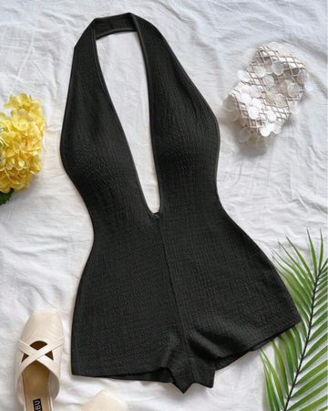 NEU: Jumpsuit schwarz mit tiefem V-Ausschnitt, Gr. S