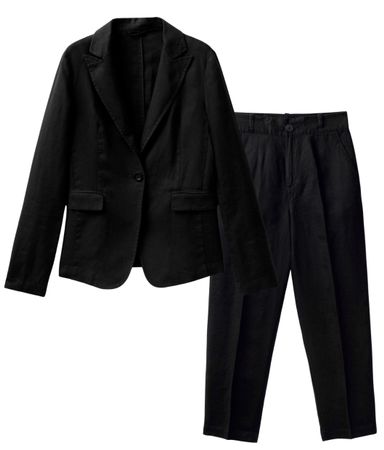 Benetton Blazer und Hose Leinen schwarz Gr. 44