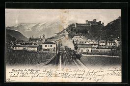 Bellinzona, Gesamtansicht mit Eisenbahn 