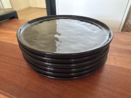Set of 6 black Aulica plates 