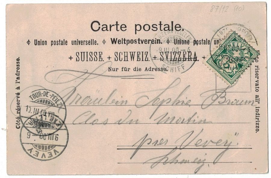 Cartoline postali: Saluto da Bellinzona, circolata 1900 – Usato da Frauenfeld venduto da POML 1