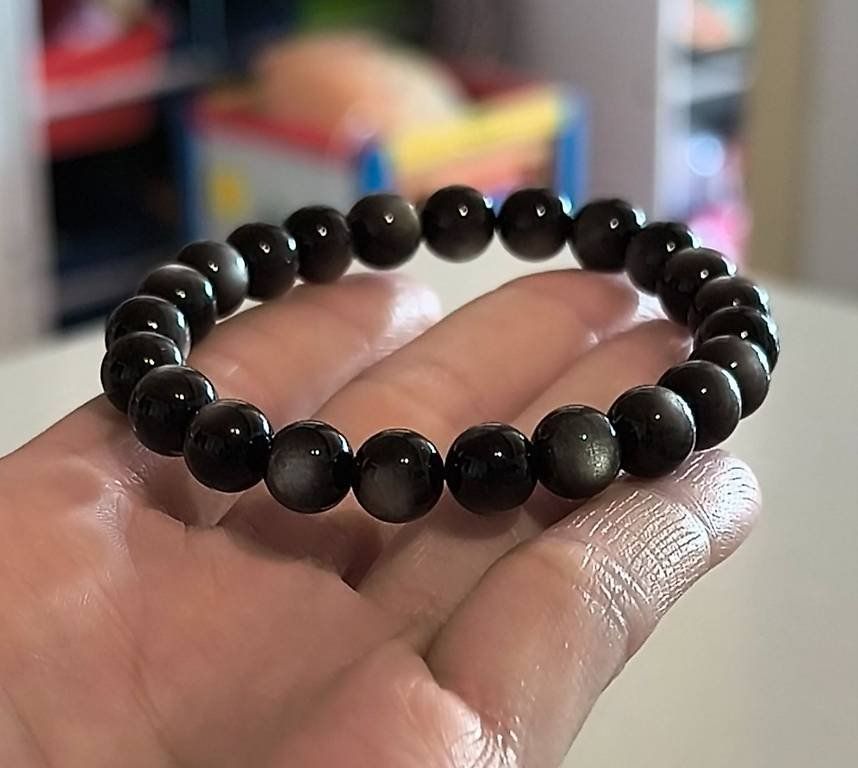 Bracciali & Braccialetti: Bracelet en Obsidienne Argentée 8mm – Nuovo (secondo la descrizione) da Ursy venduto da tan_8qdl 1