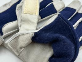 Lederhandschuhe Gr. M blau/weiss mit Klettverschluss