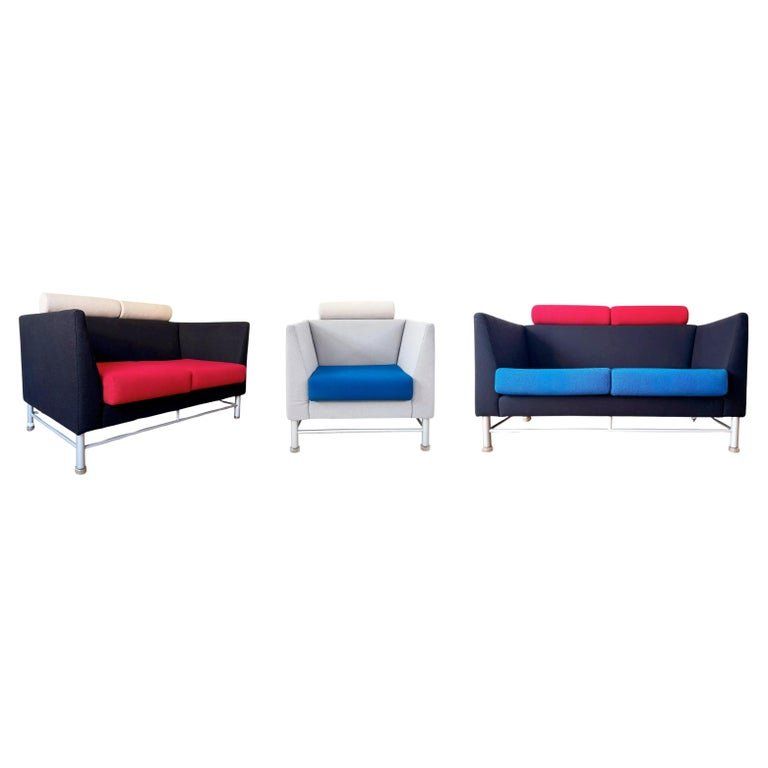 Knoll Sofas: Sottsass Memphis Knoll 80er Eastside 2 Sofa + 1Lounge Sessel – Gebraucht aus Basel von PorcelainKitten