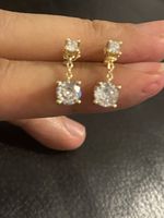 Boucles d'oreilles plaqué or /pierres  zircons 1,7 x 0,6 