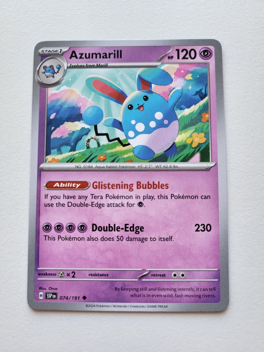 Pokémon Carte collezionabili: Azumarill (Surging Sparks 074/191) – Usato da Erlenbach ZH venduto da ram_mjn5