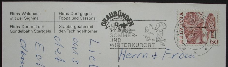 Cartoline postali: Gruss aus FLIMS Gondelbahn Startgels – Usato da Jona venduto da philajona 1