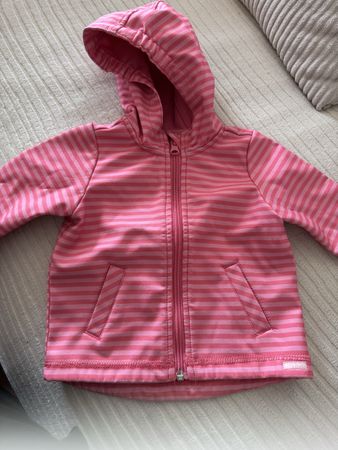 Rosa gestreifte Kinder Jacke mit Kapuze, Grösse 74
