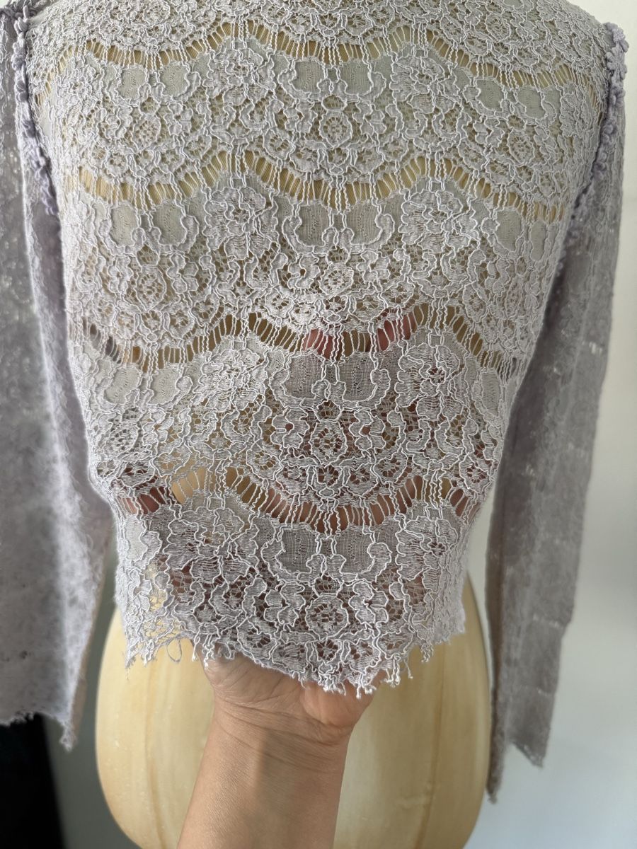 Vila Top: VILA Spitzen Crop Top Flieder Langarm Gr. M Elegant – Usato da Lugano venduto da rebecca.wardrobe 3