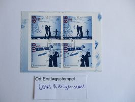 Viererblock mit Ort Ersttagsstempel 6043 Adligenswil