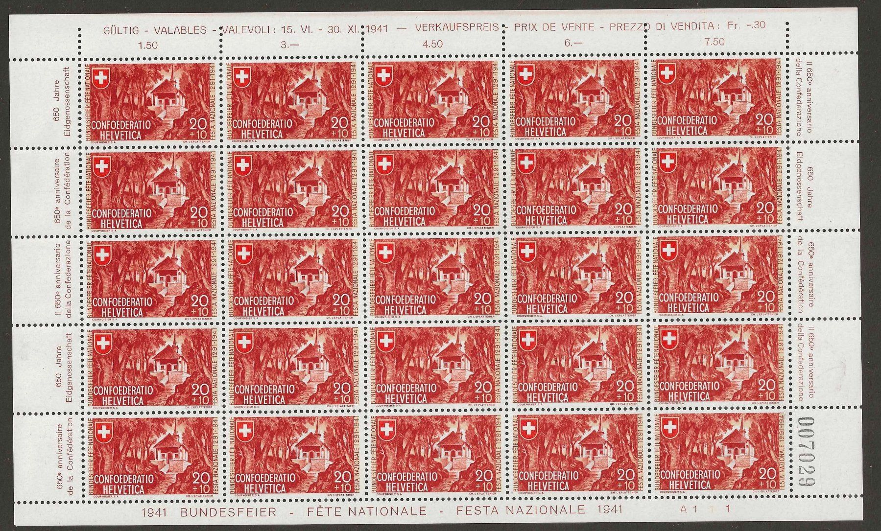 Alle Briefmarken: 1941 : Pro Patria Nr. B13 + B14 im Bogen, postfrisch ** – Neu (gemäss Beschreibung) aus Gümligen von Geniusbuy 1