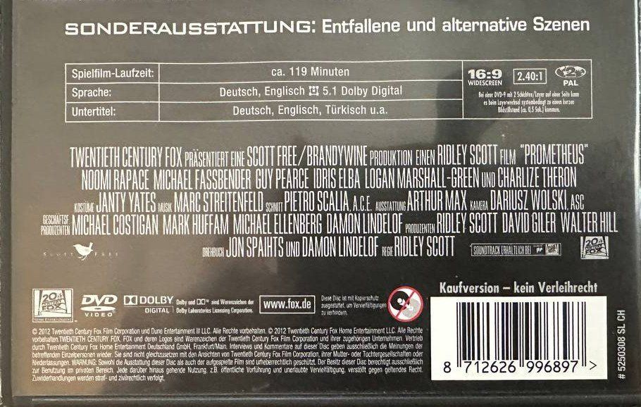 Tutti i DVDs: Prometheus -  DVD - Ridley Scott - Top Zustand! – Usato da Beringen venduto da Mantafisch1 2