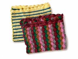 🧣2 Gehäkelte Decken gestreift gemustert bunte Häkeltücher🧶