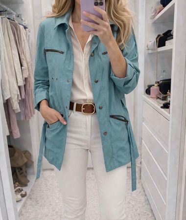 100% Leinen Safari Jacke Military Stil Gr. M