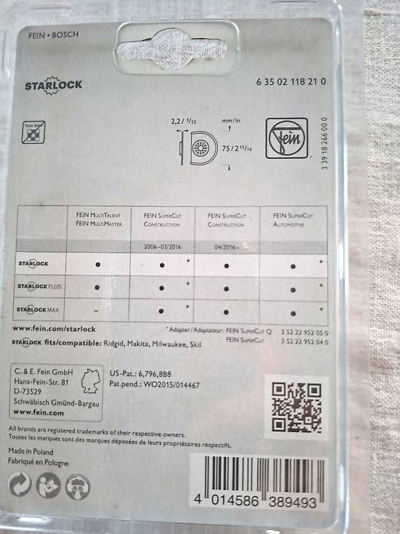 Sägen: Fein Starlock Diamant Schneideblatt – Gebraucht aus Wolfhausen von kurt0110 1