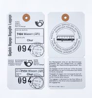 Wiesen GR Chur Postauto PTT Billett Gepäck Etikette FBW