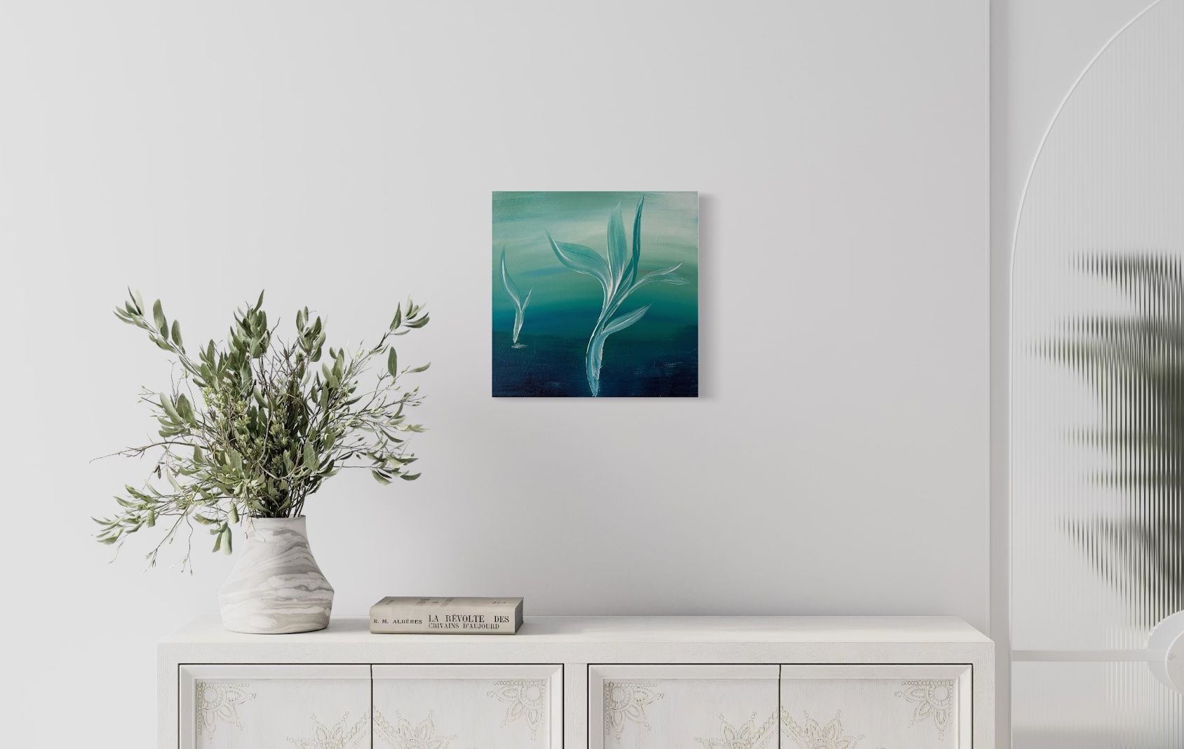 Dipinti: 40x40cm Bild grünblau "Stillness" – Nuovo e nell'imballaggio originale da Urdorf venduto da manuela4 7
