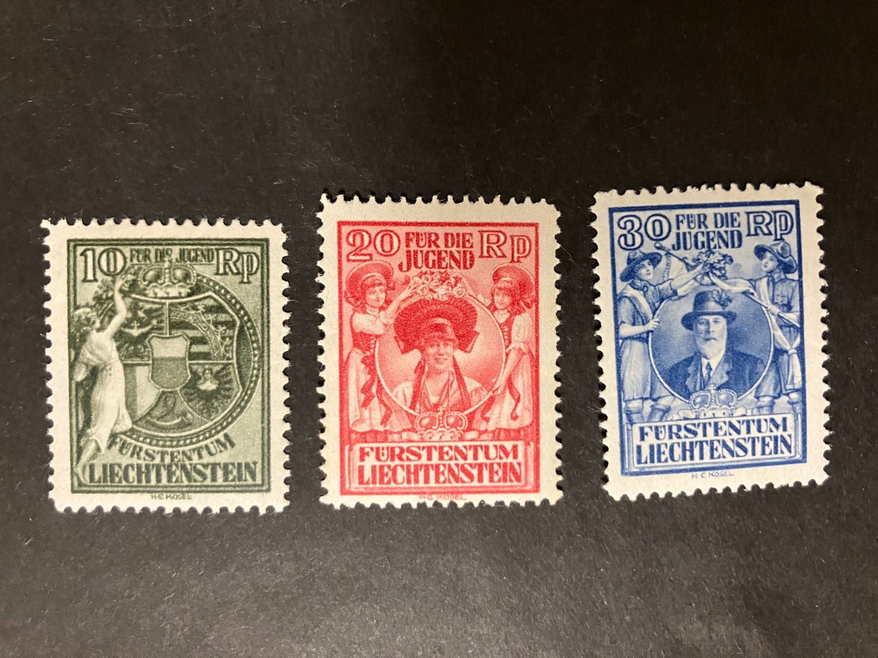 Tutti i francobolli: Mi 116-18 **, KP 250.-- – Usato da Würenlos venduto da Eulenpostuhu