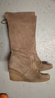 Brown suede platform high boots, 37