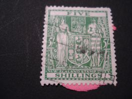 New Zealand, Marke 5 Shillings, gestempelt