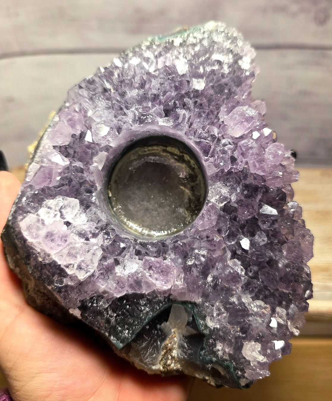 Minerali & Pietre curative: Amethyst Teelicht Halter J 780g – Nuovo e nell'imballaggio originale da Matzingen venduto da Shay_Crystalz