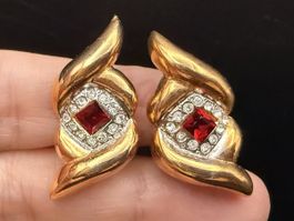 Vintage-Ohrringe Cabouchon Paris – Goldfarben