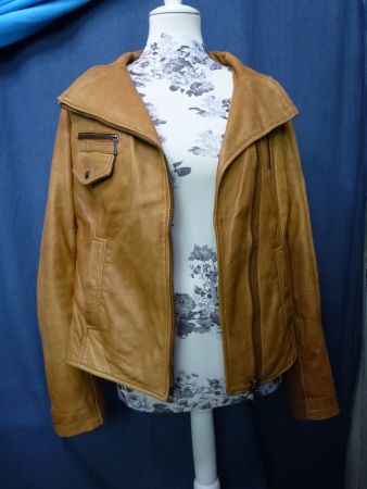 COMMA LEDERJACKE MIT STRICKEINSATZ GR 40 SELTEN GETRAGEN WEI