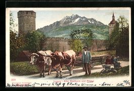 Luzern, Alter Stadtturm und Pilatus, Bau