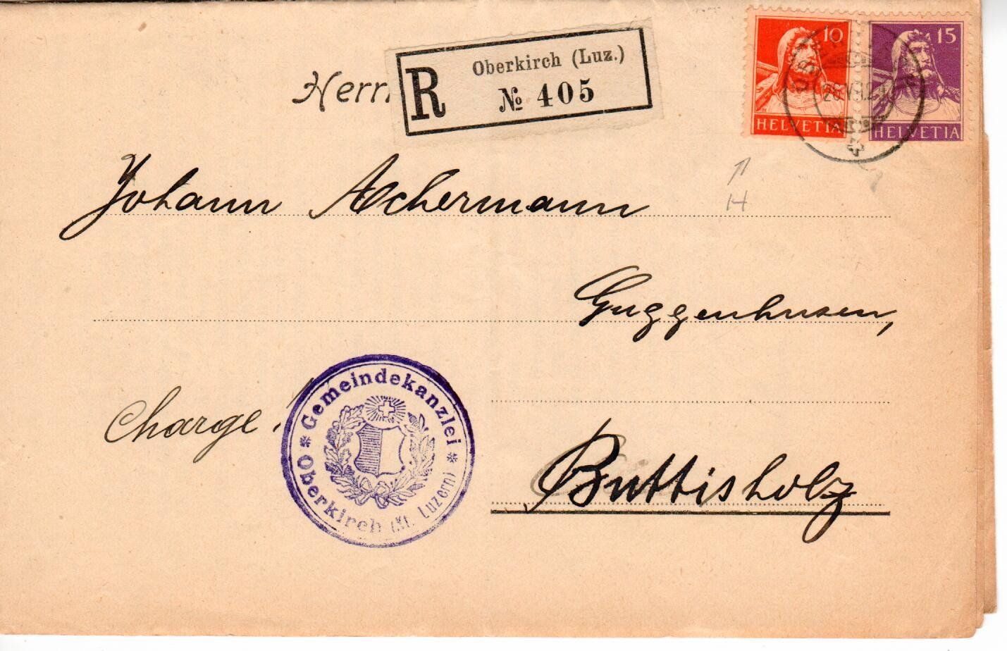 Tous les timbres: R - Oberkirch - Buttisholz 1920 – D'occasion à Wolhusen par Curver9