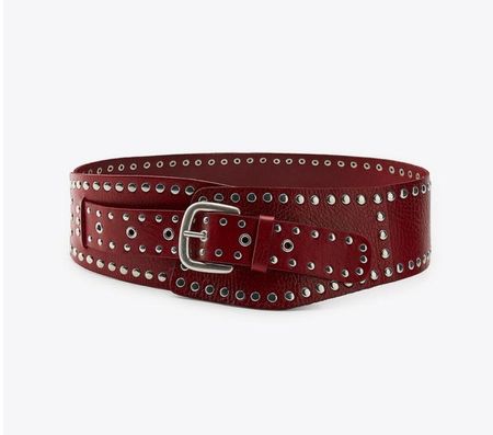 ZARA Nietengürtel Bordeauxrot Ledergürtel 85 Gürtel Neu 69.9