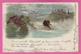 DEFEKT Rheinfall gel 1899 mit Stabstempel Bauma