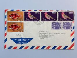 1963 Israel Bird & Fish Marken, Brief nach USA