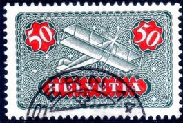 FLUGPOSTMARKE GERIFFELTES PAPIER 50 RP SBK F9Z GESTEMPELT BE