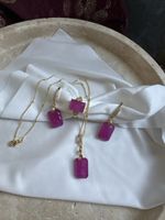 Ensemble de bijoux en acier inoxydabledoré et violet - Neuf!