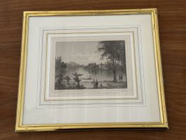Stich Stadtwäldchen Pest. Originalabzug 1860 Rohbock Ludwig