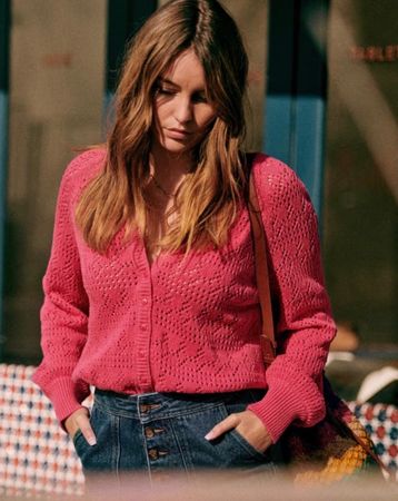 Sézane Capucine Cardigan Pink XXS fällt aus wie S Top