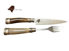 Picknick-Messer- und Gabel-Set mit Kuhhorn-Griffen