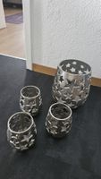 4er Set Windlichter, Sternenmuster in Silber.
