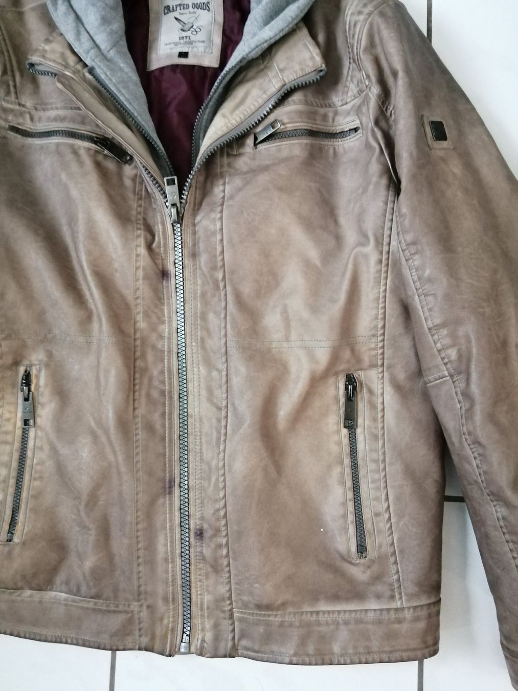 Giacche: Angelo Litrico Lederjacke Grösse L mit Kapuze – Usato da Honau venduto da holunder3 2