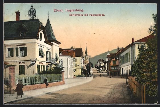 Ansichtskarten: Ebnat-Toggenburg, Dorfstrasse mit Postge – Gebraucht aus Berlin von bartko-reher